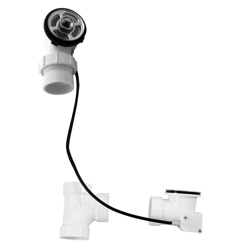 Garniture de drain de baignoire escamotable 45 "avec raccords en PVC et coude à rotule, Aucune garniture