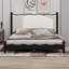 Wood Platform Bed With Upholstered Headboard-965774981-965774980
