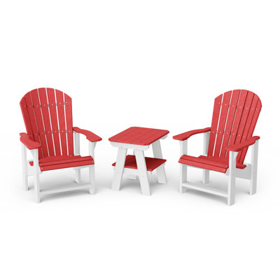 Heritage 3-Piece Upright Adirondack Chair Set With 22" Side Table