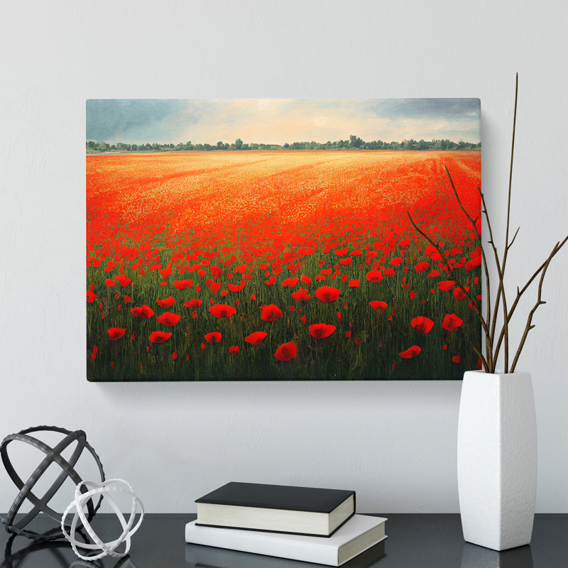 Beautiful Poppies Flowers - Wrapped Canvas Print, 35cm H x 50cm W x 3cm D