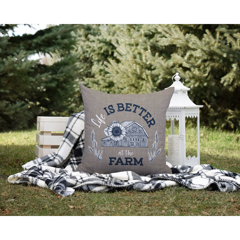 Coussin intérieur / extérieur Hickory Country Farm, L 19 po x H 19 po, Ombre