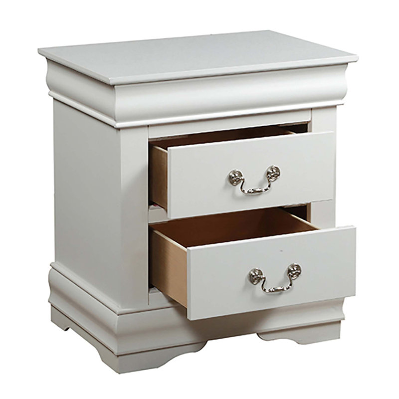 Table de chevet 2 tiroirs, Blanc