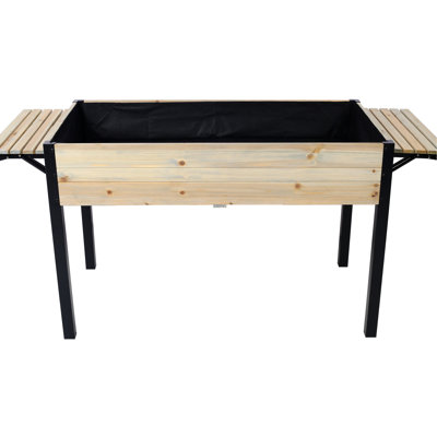 Metal Legged Wood Planter Box - Fir For Cultivating Outdoor Crops Patio, Deck Raised Garden Bed With Legs Growing Fresh Berries
