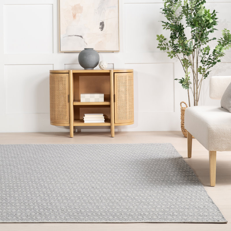 Home Conservatory Optic Diamond Handwoven Cotton Area Rug, Runner 2'6" x 8'