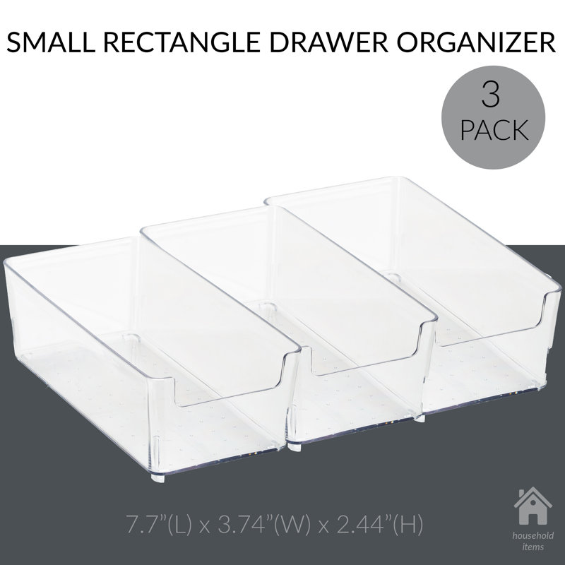 Clear Acrylic Small Rectangular Drawer Organizer, 10" x 8" x 6"
