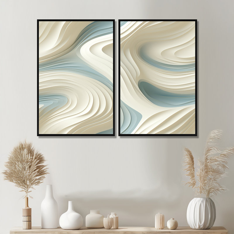 Sculptural Simplicity - Beige, art mural, Black, 36" H x 48" W, Impression encadrée flottante