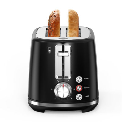 Toaster - 2 toast slots, stainless steel toaster, 2 slices of toaster, 6 levels, defrost function, reheat function, automatic shut -off, extra wide toast slots