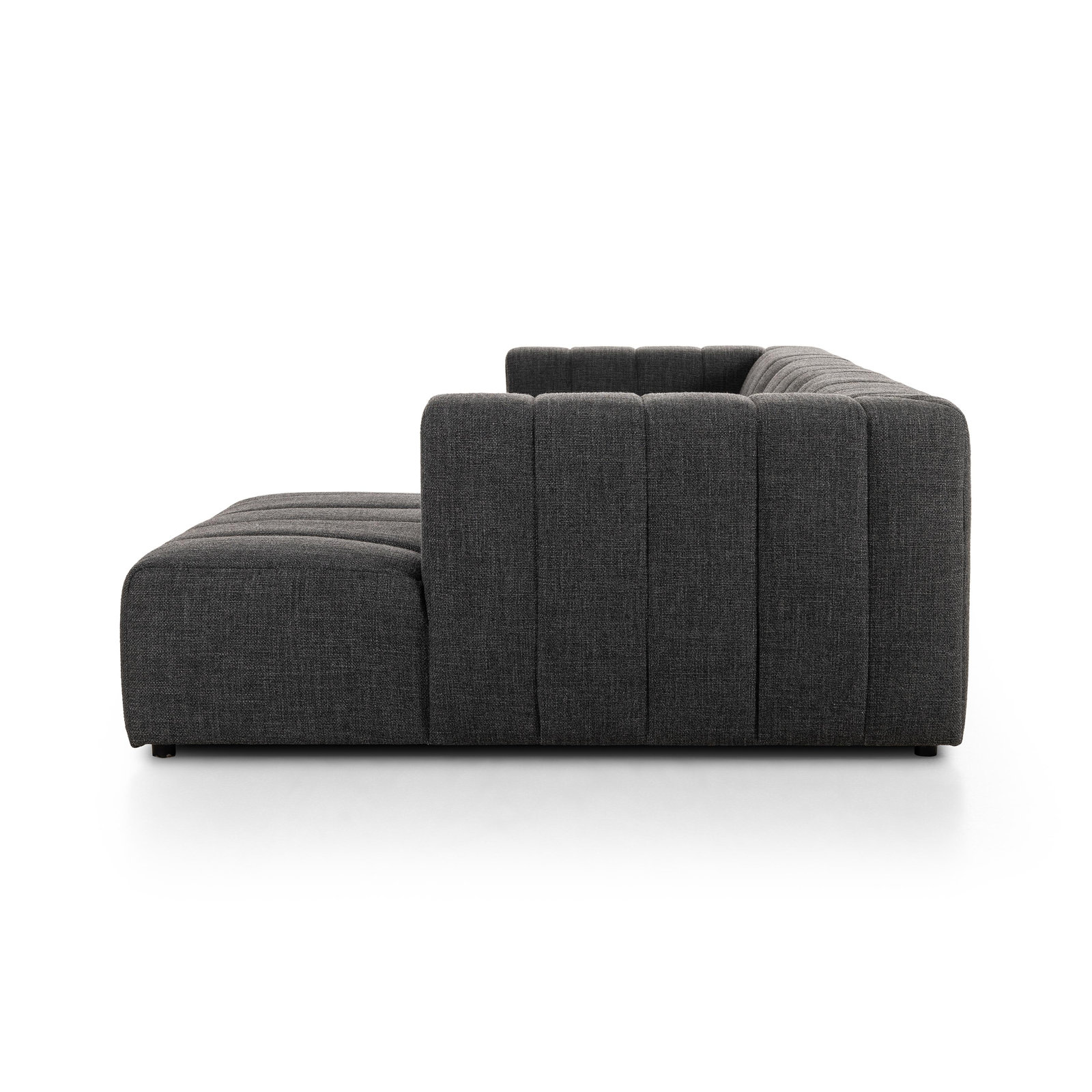 Bowry Modular Upholstered Chaise L-Sectional, Saxon Charcoal Polyester Blend, Right Hand Facing, Black