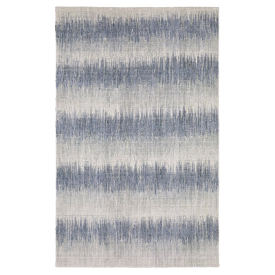 Michalski Textural Ombre Stripe Blue/ Ivory Hand-made Area Rug