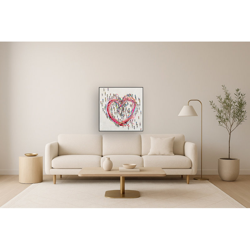 Art mural Love for All - 36 po x 36 po, cadre beige