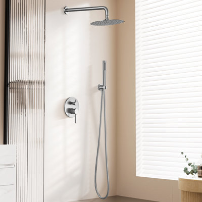 Système de douche mural, pomme de douche à pluie 10 "avec douchette
