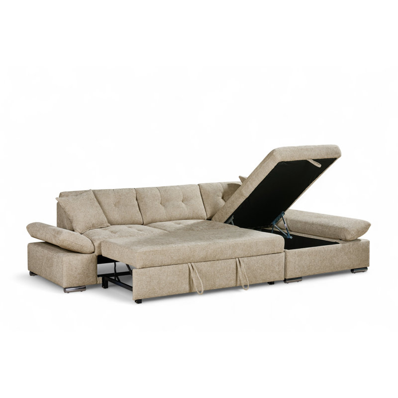 Aayush 4 Seater Sofa Bed, Right Hand Facing, Beige