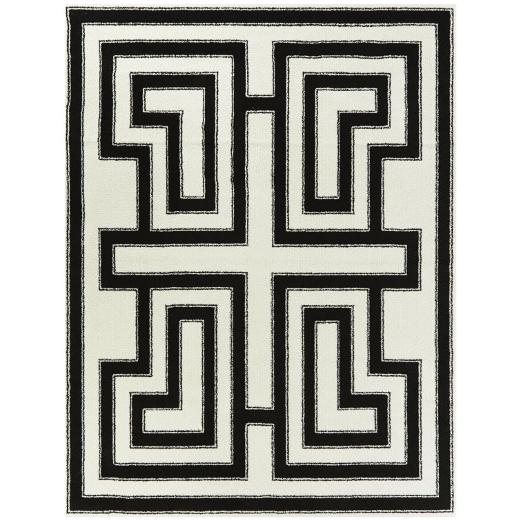 Tapis géométrique noir / blanc Wilk