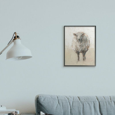 Minimal Sheep, beige, ferme, animal de ferme par Ethan Harper - reproduction d'art