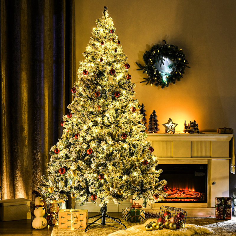 Arbre de 7,5 pi de hauteur avec 550, 1149 branches floquées, rangement facile, bourre blanche festive et joyeuse, joyeuse saison
