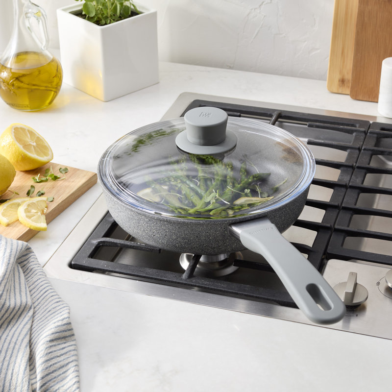 2.6-Qt Gray Aluminum Nonstick Sauté Pan with Lid