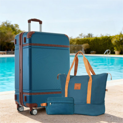 Hardshell Luggage Sets with Bags Lightweight Suitcase Double Spinner Wheels with TSA Lock ,Single Vintage Luggage 28 IN