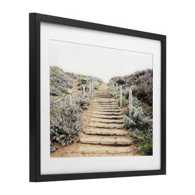 Wooden Stairway to Heaven Framed Print Under Glass, design by Leah Noel Art