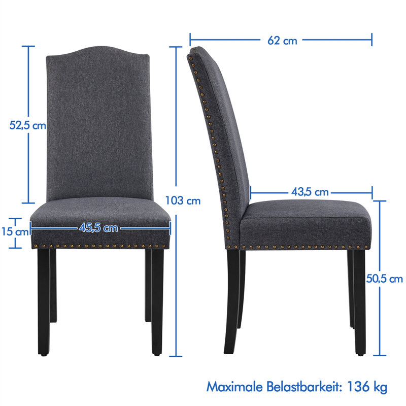 Roberson 50.5cm H Polyester Upholstered Side Chair, Dark Grey