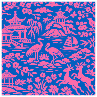 Tapis de bain rose et bleu