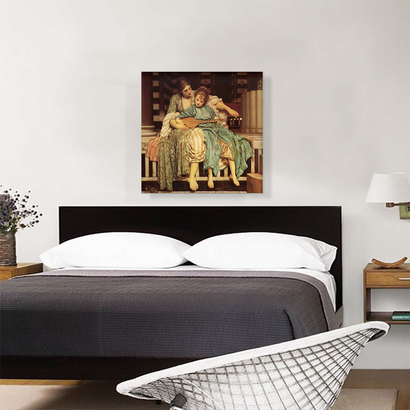 «Music Lesson 1884» par Frederic Leighton - reproduction d'art sur toile tendue, H 26 po x l 26 po x P 0,75 po