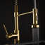 Robinet de cuisine professionnel Tempting Gold avec douchette extractible, commande à levier unique, bras pivotant à 360°, cartouche en céramique, style moderne et élégant, col de cygne pivotant à 360°, fonction valve