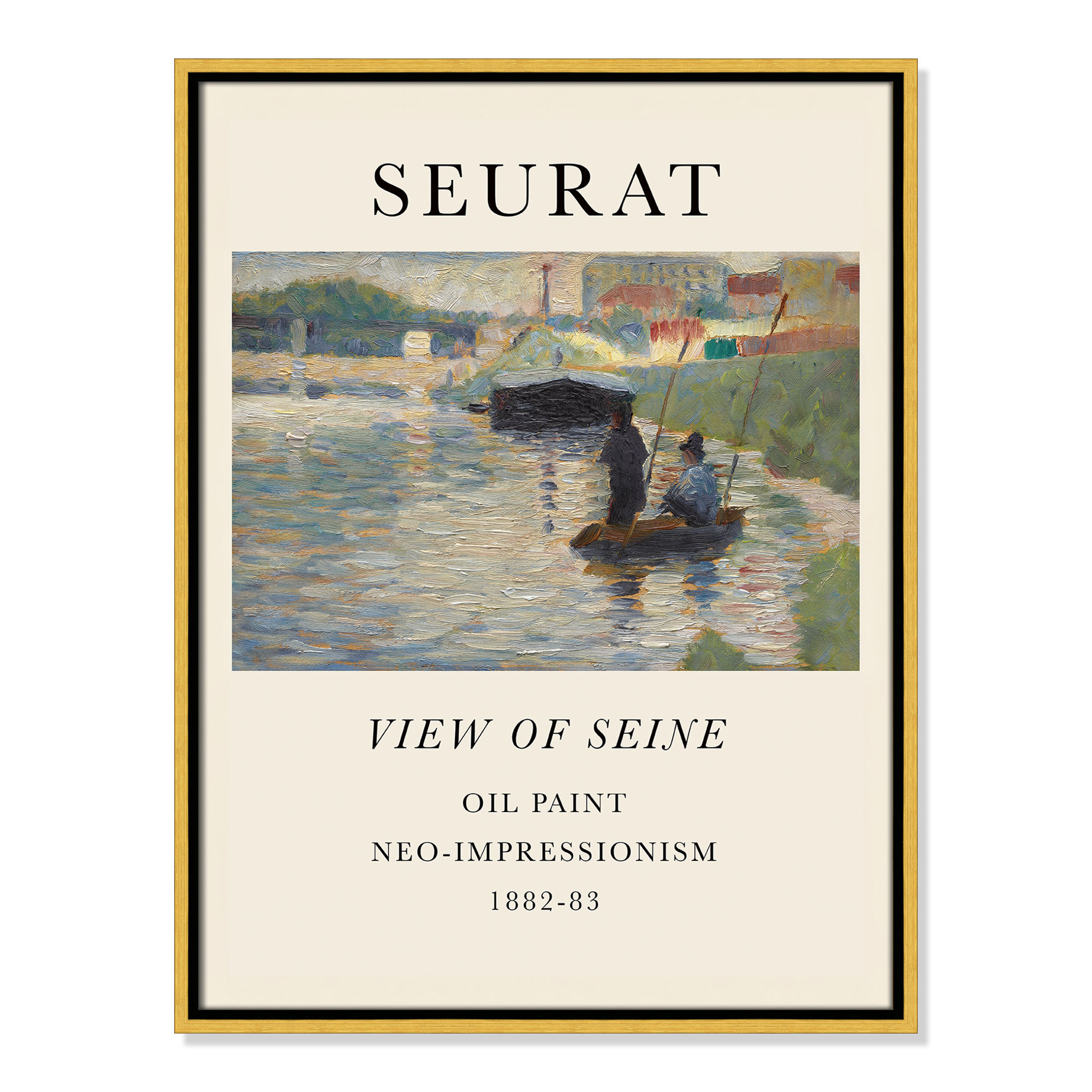 View Of Seine by Georges Seurat, 25.5" H x 19.5" W x 2" D, Gold Floater Frame, No