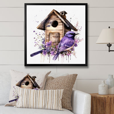 Purple Lavender Birdhouse I - Bird Canvas Print