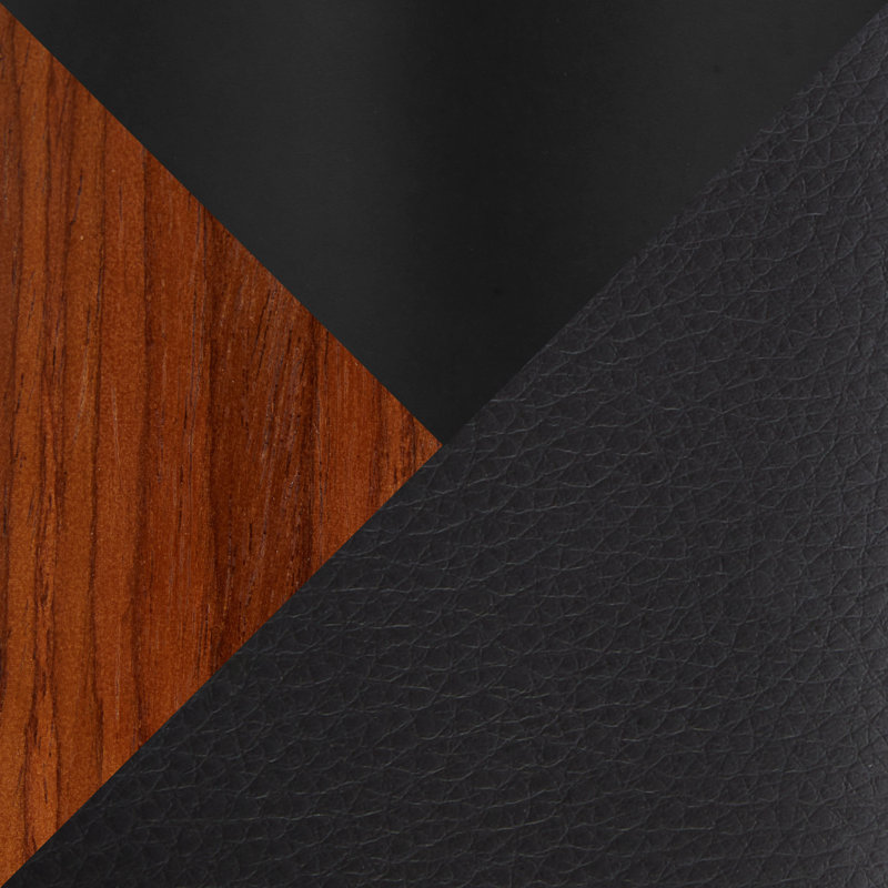 Chaise de bureau en métal noir, Noir / Noyer, Noir