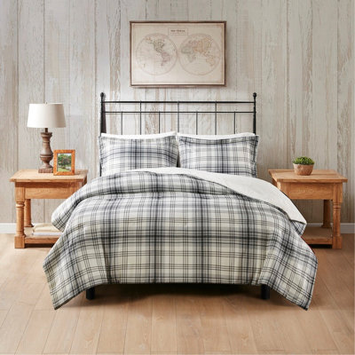 Faux Wool To Fur King/ King Comforter - Plaid Decoration, Cozy, Machine Washable Bedding Plaid, Back, Warm,