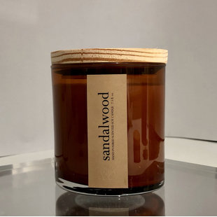 Sandalwood Scented Jar Candle with Glass Holder