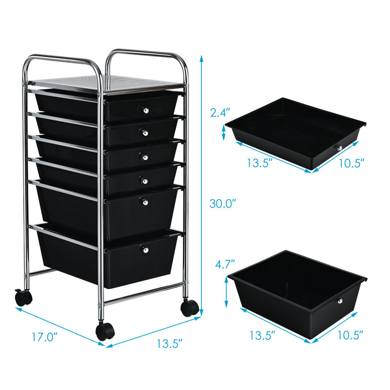 Chariot utilitaire roulant Scrapbook, Noir