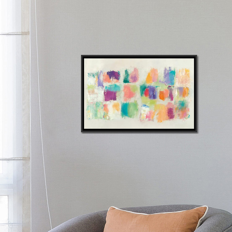 «Popsicles» par Mike Schick, impression sur toile tendue, H 18 po x l 26 po x P 1,5 po, Toile avec cadre noir, Pas de tapis