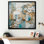 Motif floral doré bleu mosaïque II - décoration murale florale