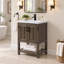 Ensemble de meuble-lavabo simple autoportant 24 po avec plateau en céramique Larangera-358700082
