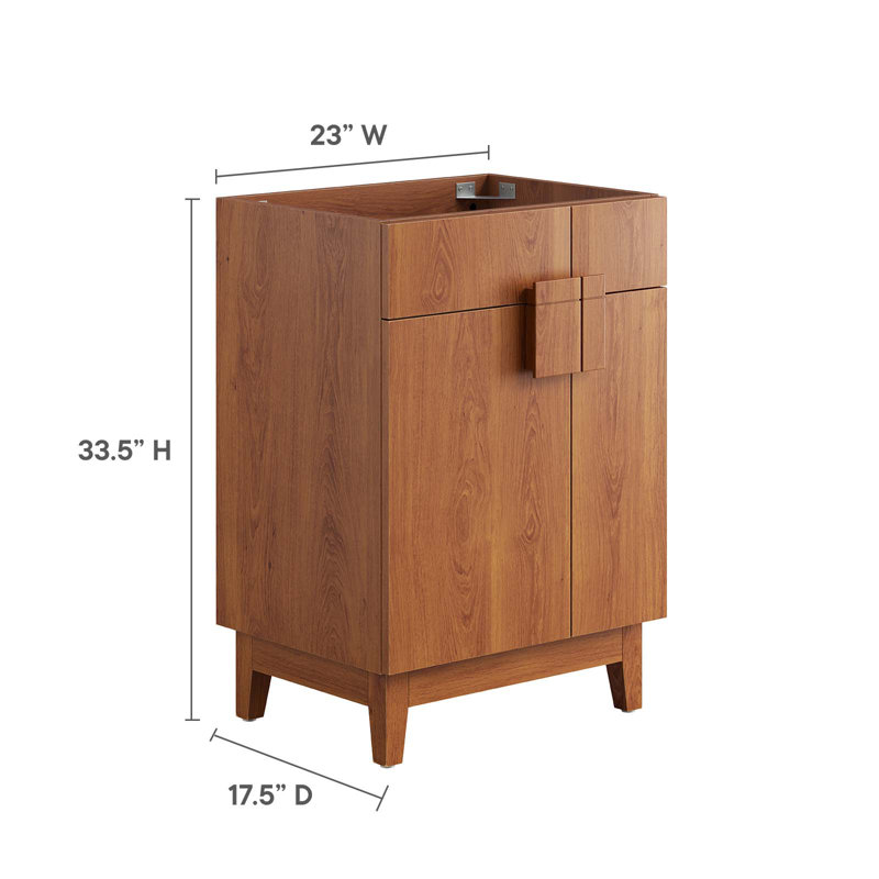 Miles 24" Walnut Bathroom Vanity Cabinet with Asymmetrical Doors
