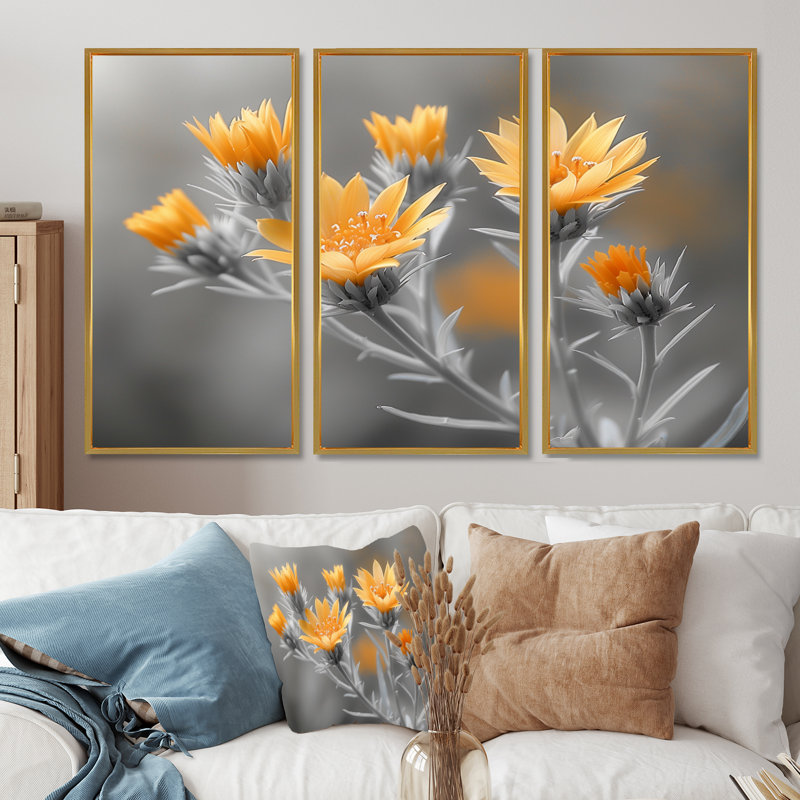 Giblin - Thistle Wall Art Set, 28" H x 36" W x 1" D, Gold Floater Framed Canvas