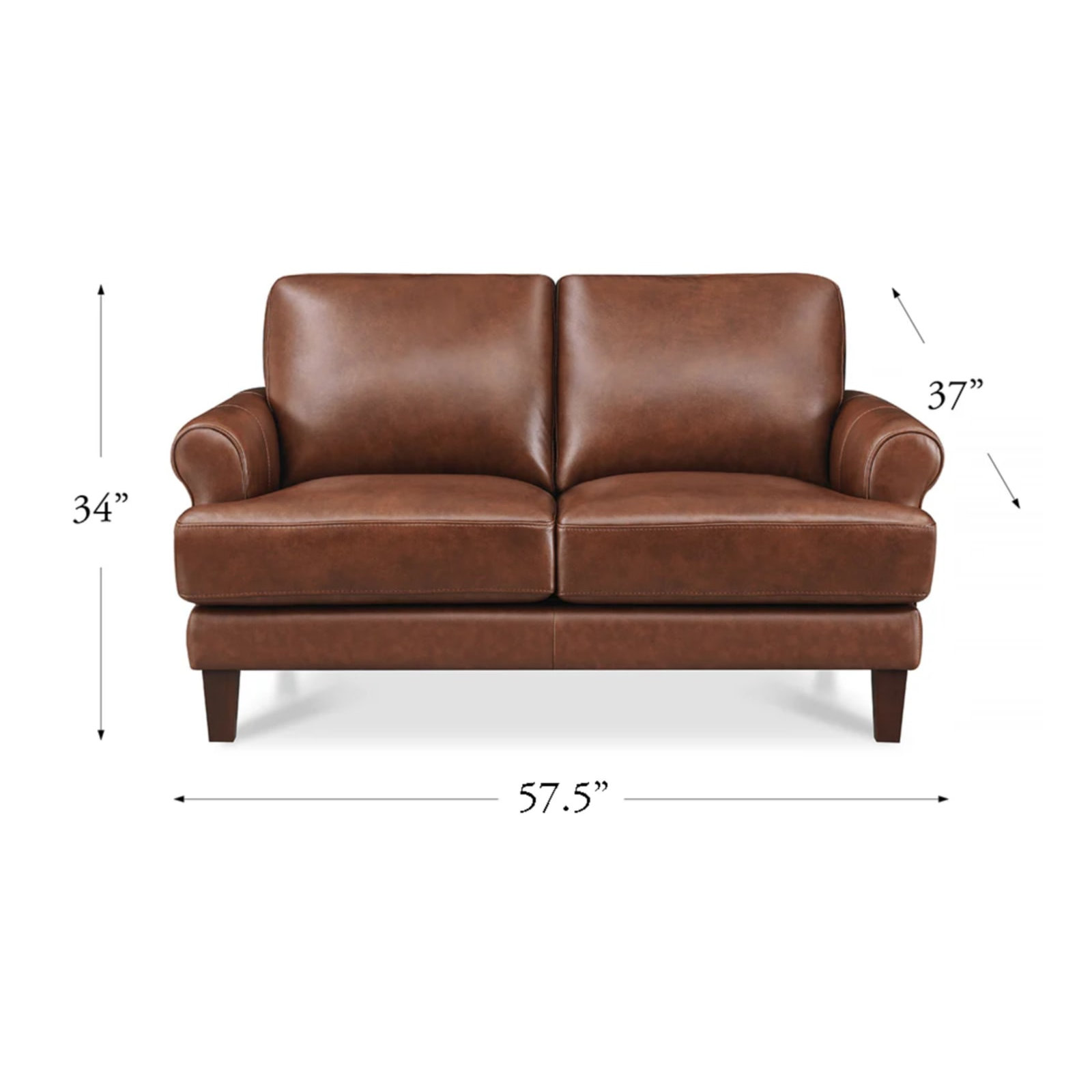 Maybell Top Grain Leather Loveseat, Red