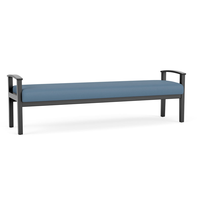 Banc en bois massif Amherst, Noir, Open House Quarry - bleu