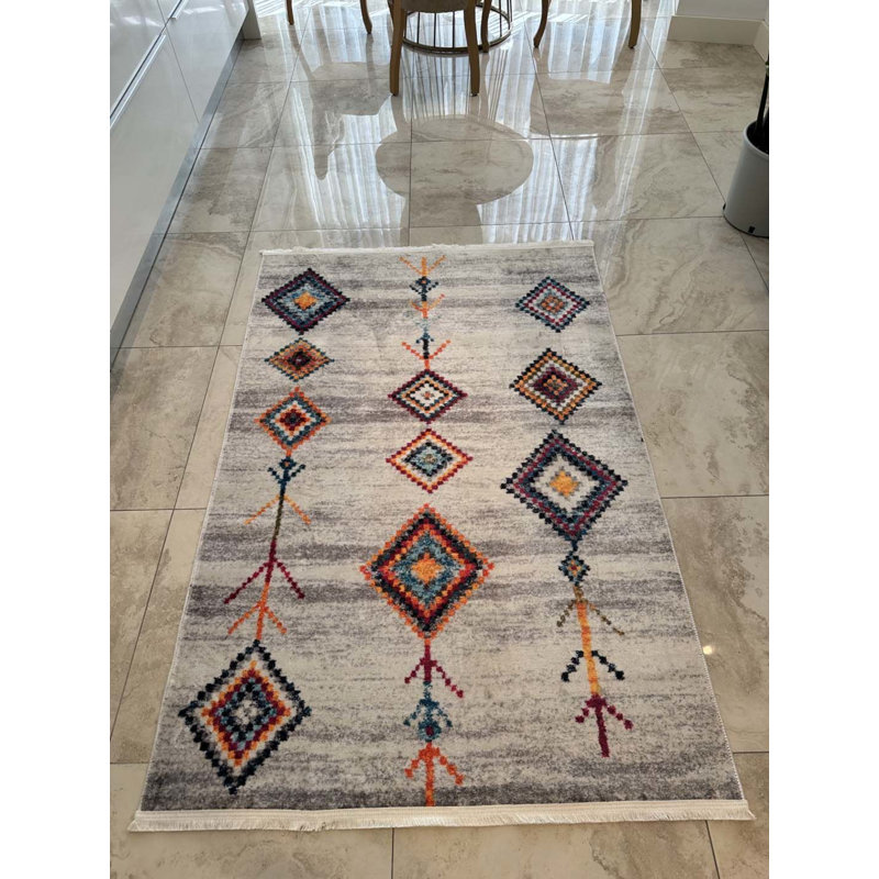 Tapis en coton avec envers antidérapant Lanney, Rectangle 5 pi 10 po x 9 pi 5 po