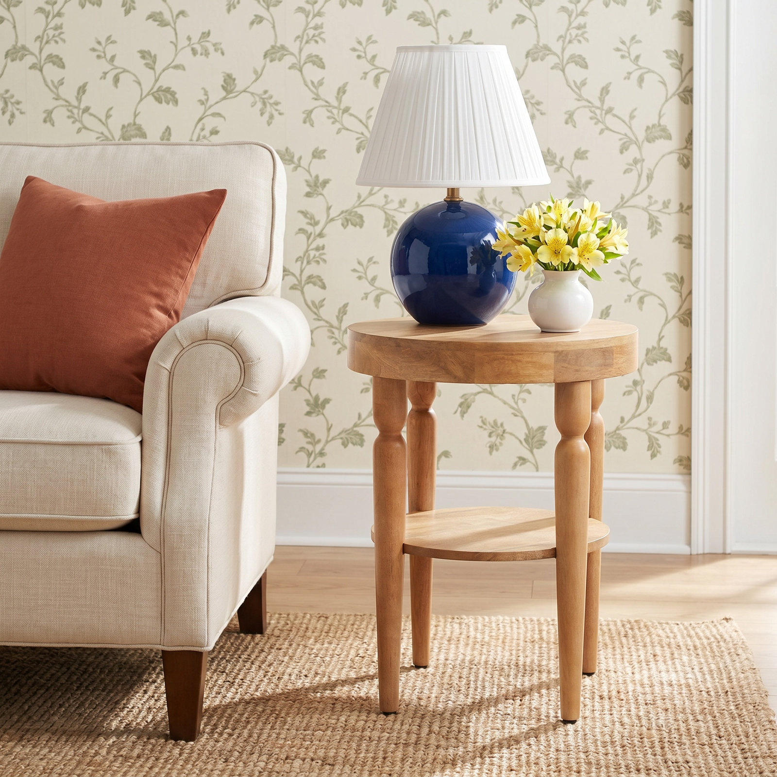 Ardentown Modern Round Side Table, Natural