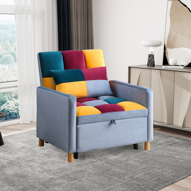 Chaise longue rembourrée Akuol, Velours multicolore