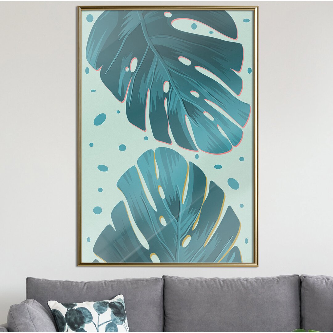 Gerahmter Grafikdruck Pastel Monstera Leaves