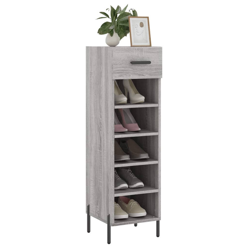 5 Pair Shoe Storage Cabinet, Grey Sonoma