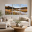 «Autumn Wetlands with Wooden Bird Blind», ensemble de 3 toiles murales-95465320