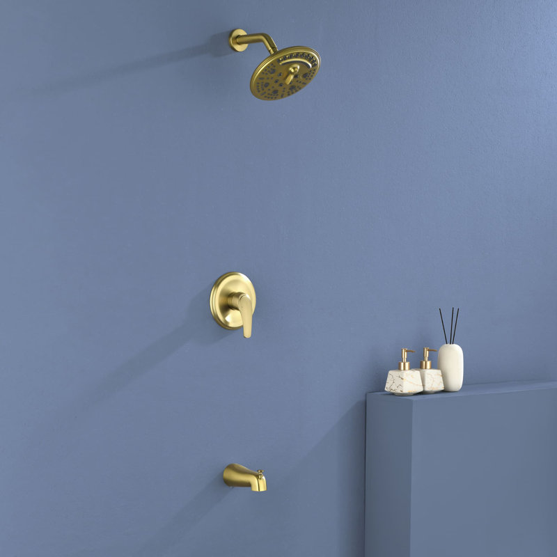 All-In-One Kit with Rough in-Valve, Brushed Gold