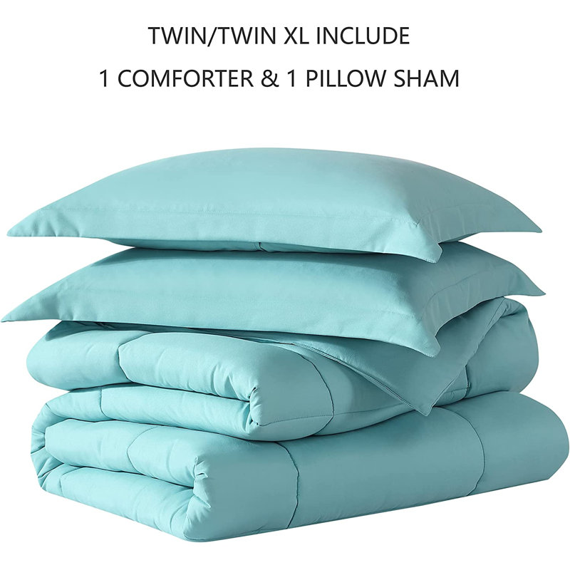 Ensemble d'édredon en microfibre , Édredon pour lit simple + 1 taie décorative stan, Turquoise
