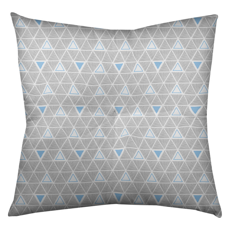 Coussin de sol classique à motif de triangles dessinés à la main, 30 po x 30 po, Accent bleu sarcelle