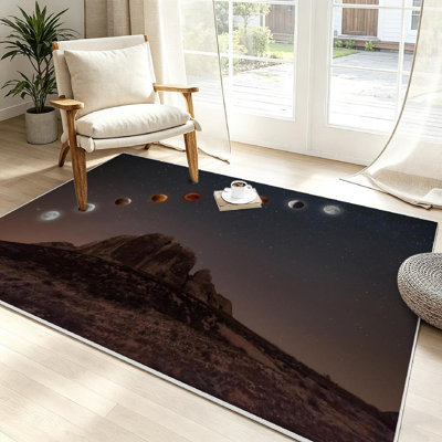 Tapis d'espace intérieur clair pleine lune lavable à la machine