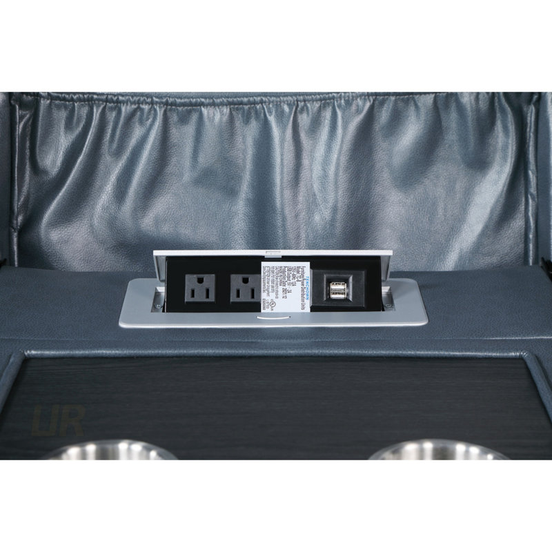 Stanwicke 2-Piece Blue Faux Leather Reclining Sofa Set With Drop-Down Console And Ample Seating Space
